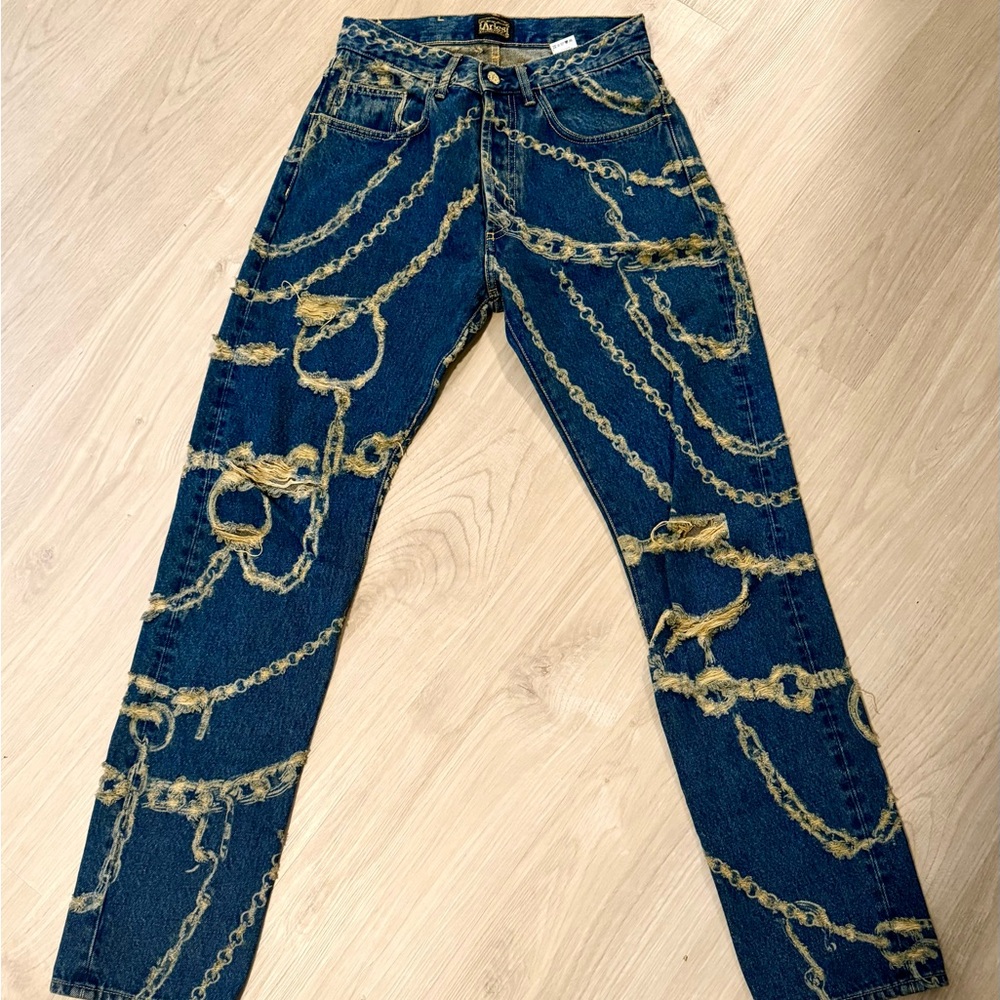 New Designer Aries destroyed chain jeans denim men’s women’s 27 made in Italy